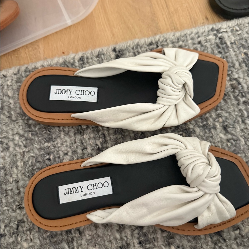 Jimmy Choo Cream Knotted Sandals